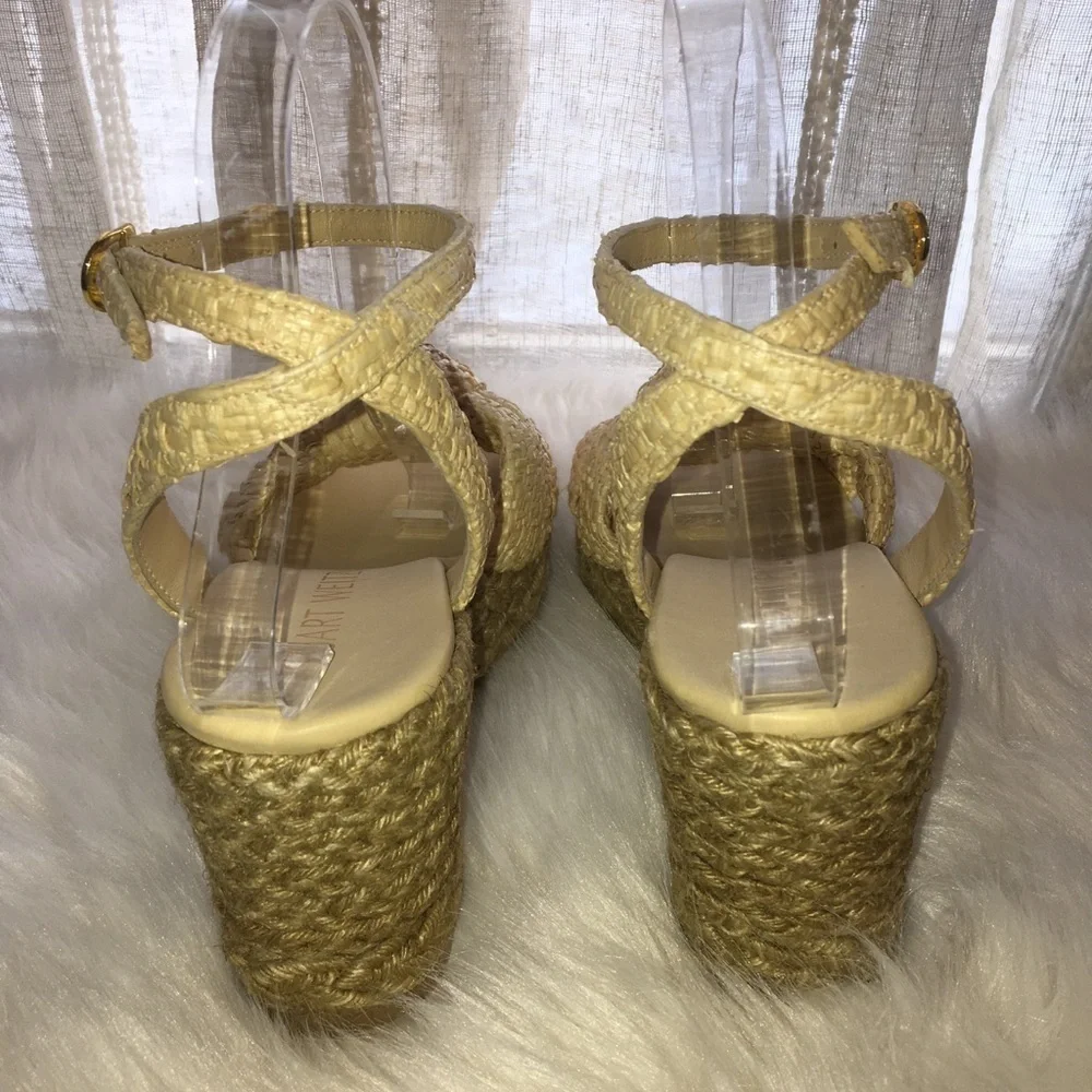 Stuart Weitzman Knot Espadrille Wedge Heels Sz 7B